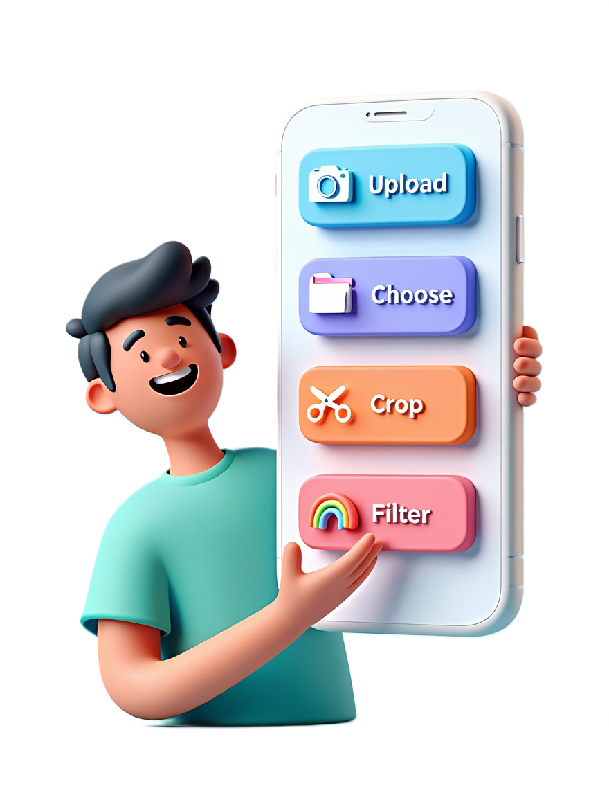 Character holding phone